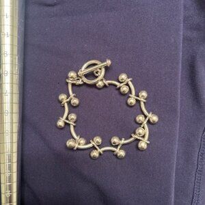 Silpada Vintage Sterling Interlocking Curved Bar Ball Link Toggle Bracelet B0746